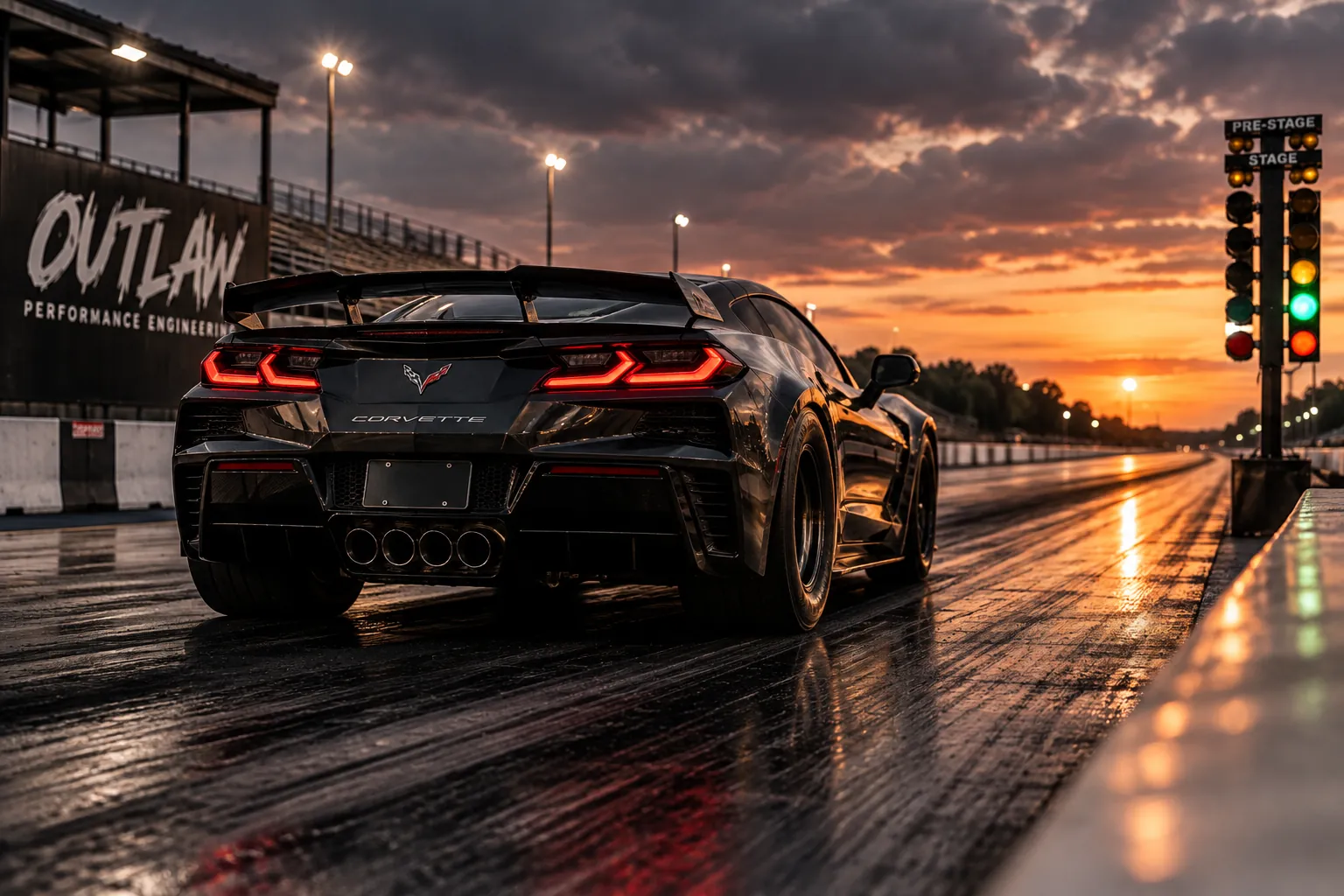 Outlaw Performance Engineering tuning a Corvette trackside