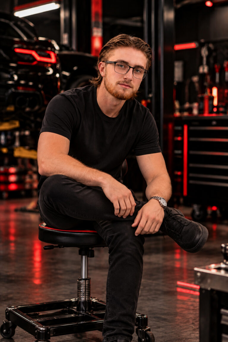Townsend, owner of Outlaw Performance Engineering, in the shop