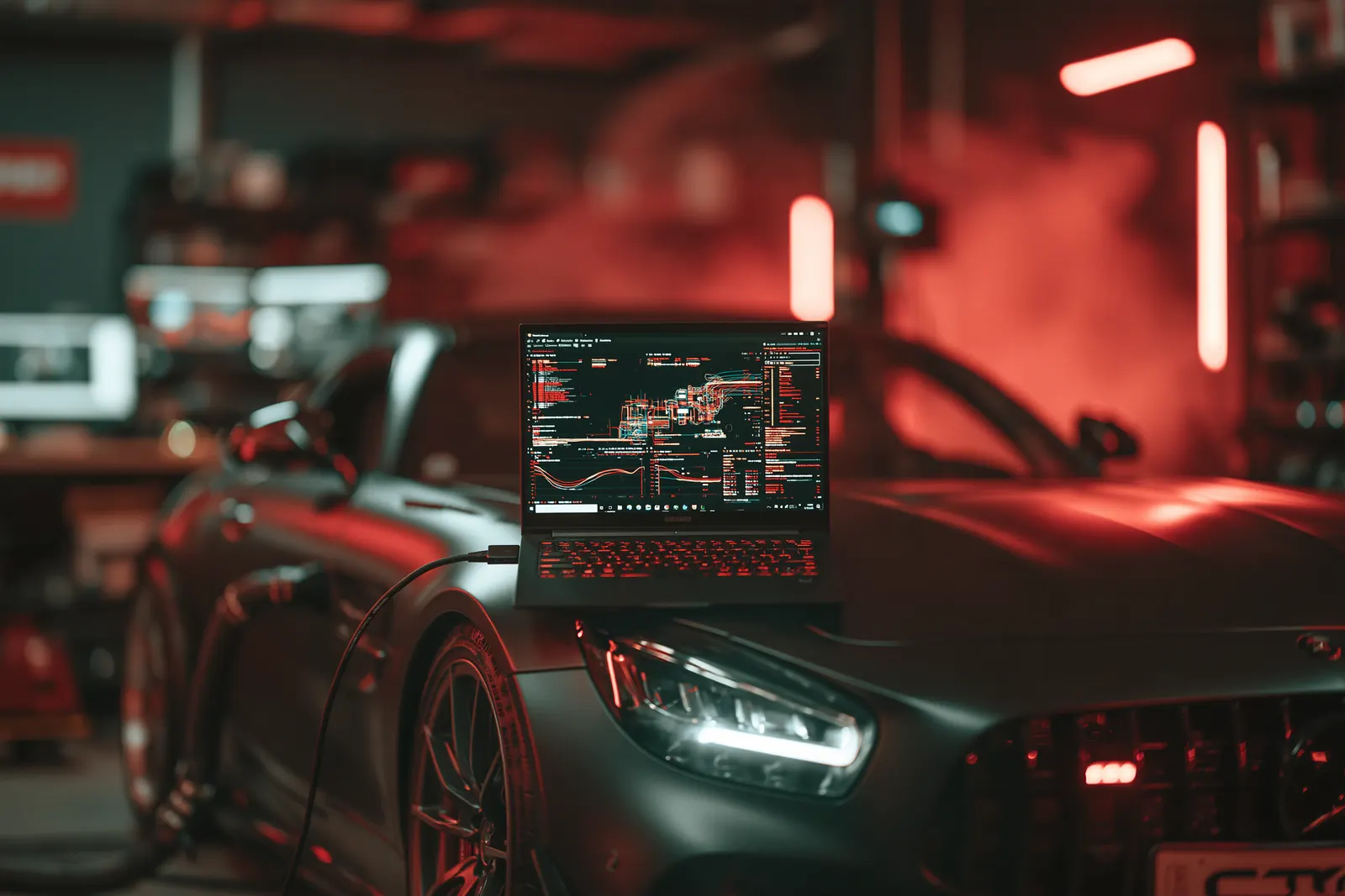 ECU tuning laptop and datalog, Outlaw Performance Engineering
